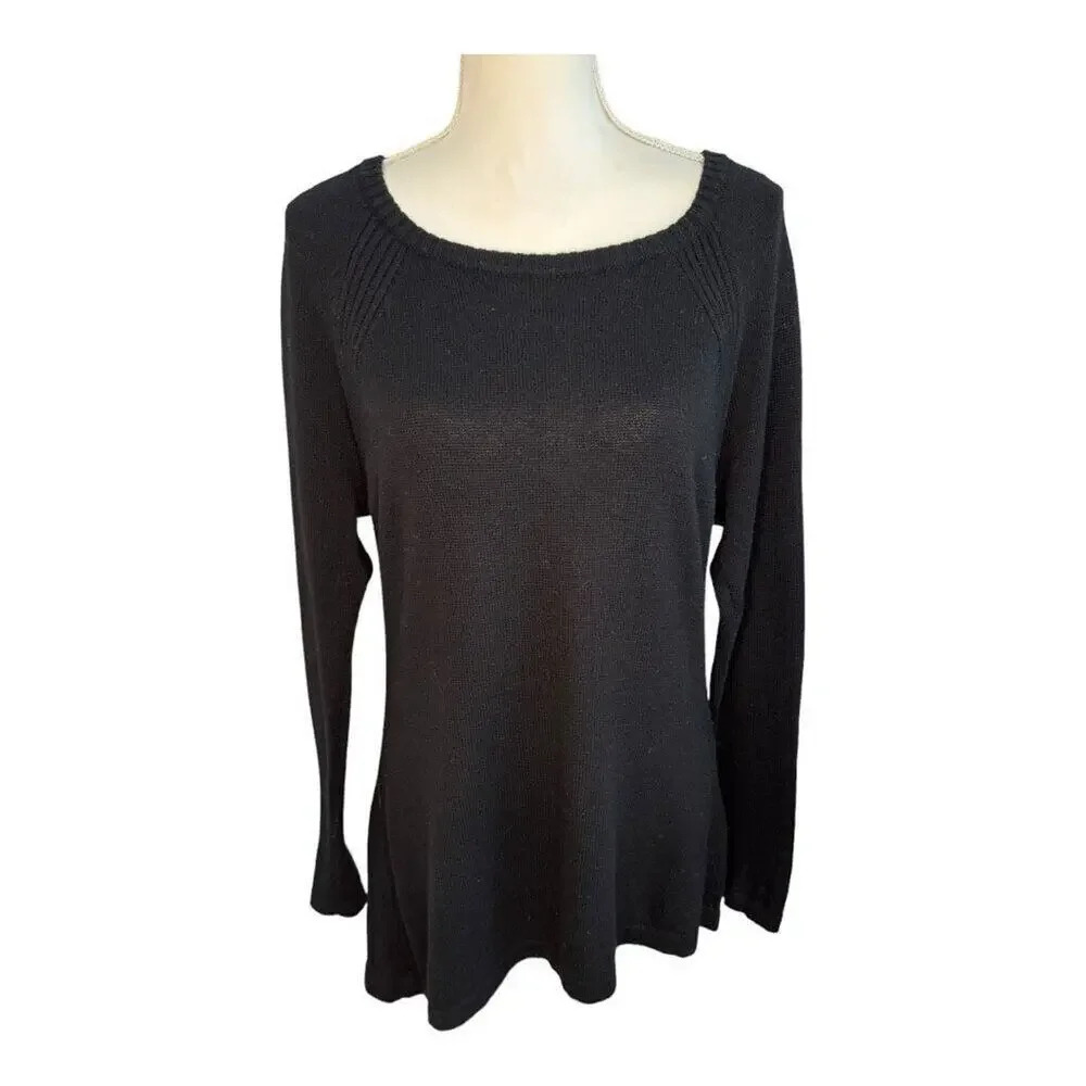 WHBM Women’s Small Black Lightweight Zipper Back Oversized Sweater
